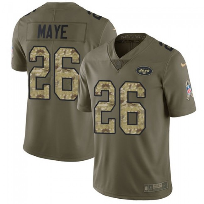 New York Jets #26 Marcus Maye Olive-Camo Youth Stitched NFL Limited 2017 Salute to Service Jersey