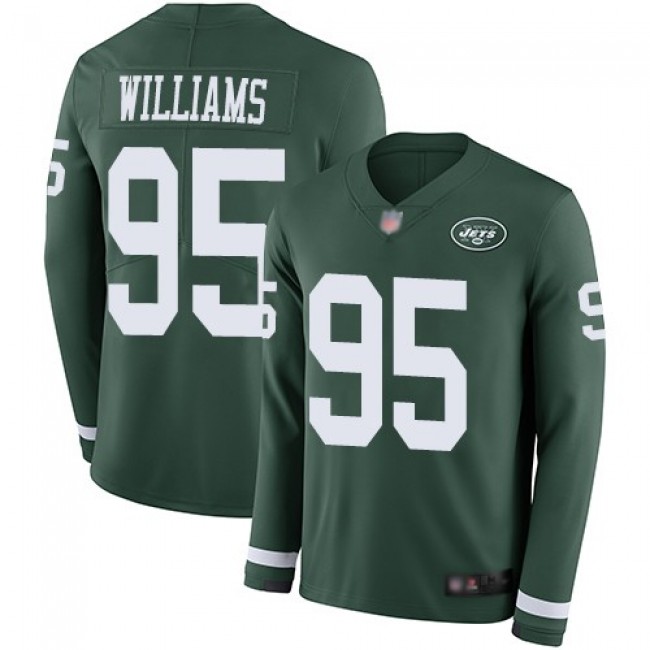 Nike Jets #95 Quinnen Williams Green Team Color Men's Stitched NFL Limited Therma Long Sleeve Jersey