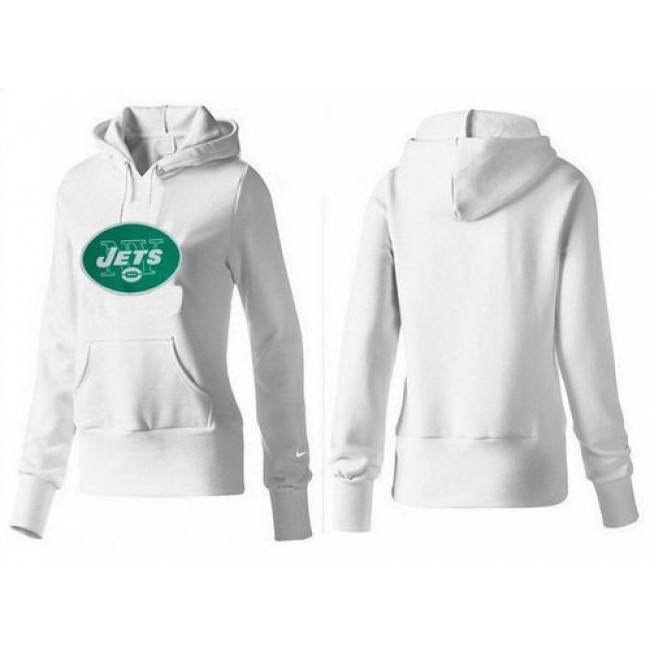 Women's New York Jets Logo Pullover Hoodie White Jersey