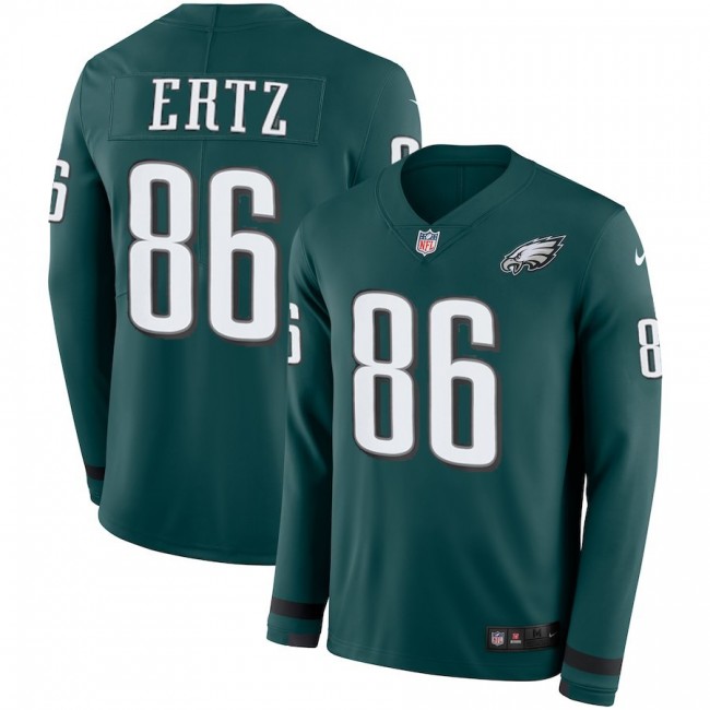 Men's Eagles #86 Zach Ertz Midnight Green Team Color Men's Stitched NFL Limited Therma Long Sleeve Jersey