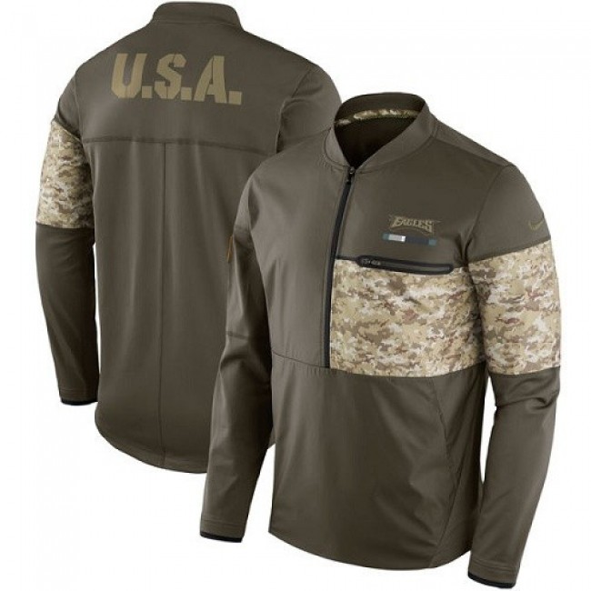 Men's Philadelphia Eagles Nike Olive Salute to Service Sideline Hybrid Half-Zip Pullover Jacket