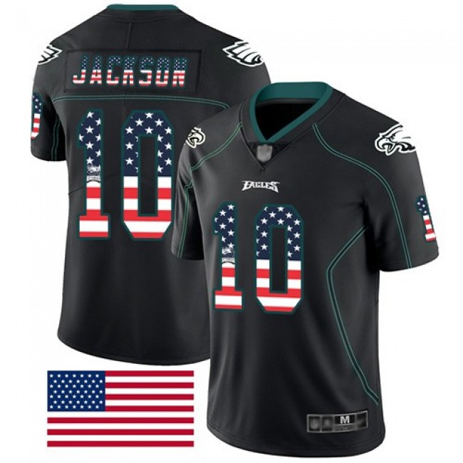 Nike Eagles #10 DeSean Jackson Black Men's Stitched NFL Limited Rush USA Flag Jersey