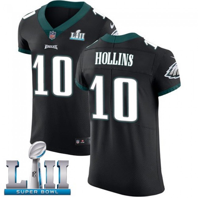 Nike Eagles #10 Mack Hollins Black Alternate Super Bowl LII Men's Stitched NFL Vapor Untouchable Elite Jersey