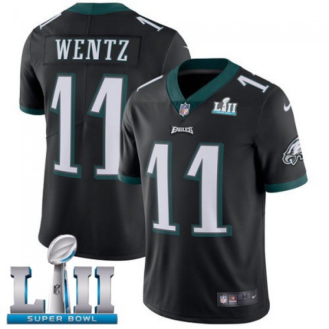 Philadelphia Eagles #11 Carson Wentz Black Alternate Super Bowl LII Youth Stitched NFL Vapor Untouchable Limited Jersey
