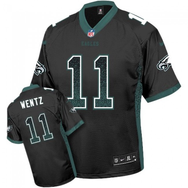 Philadelphia Eagles #11 Carson Wentz Black Alternate Youth Stitched NFL Elite Drift Fashion Jersey