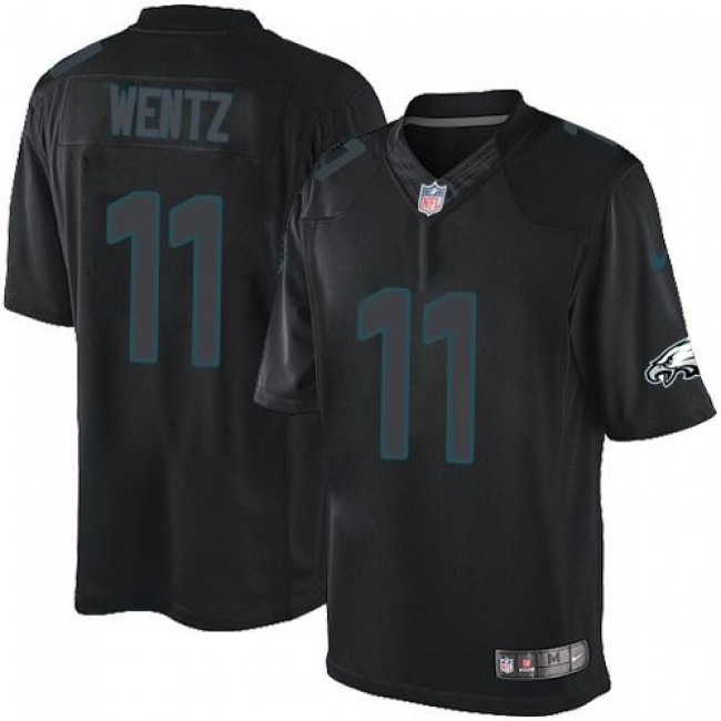 Nike Eagles #11 Carson Wentz Black Men's Stitched NFL Impact Limited Jersey