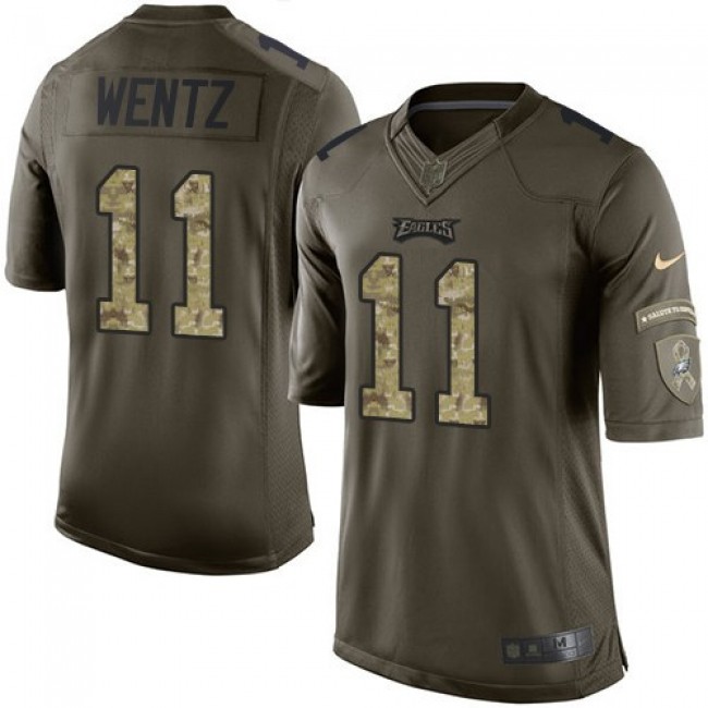Philadelphia Eagles #11 Carson Wentz Green Youth Stitched NFL Limited 2015 Salute to Service Jersey