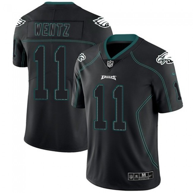 Nike Eagles #11 Carson Wentz Lights Out Black Men's Stitched NFL Limited Rush Jersey
