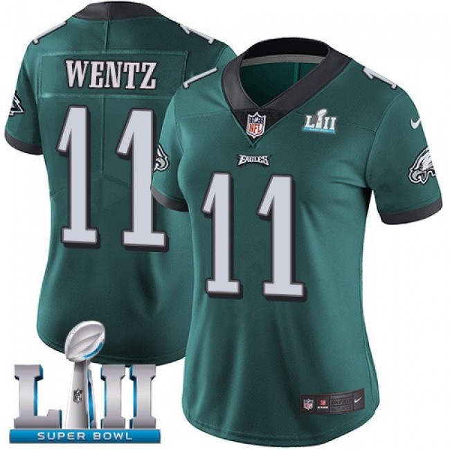 Women's Eagles #11 Carson Wentz Midnight Green Team Color Super Bowl LII Stitched NFL Vapor Untouchable Limited Jersey