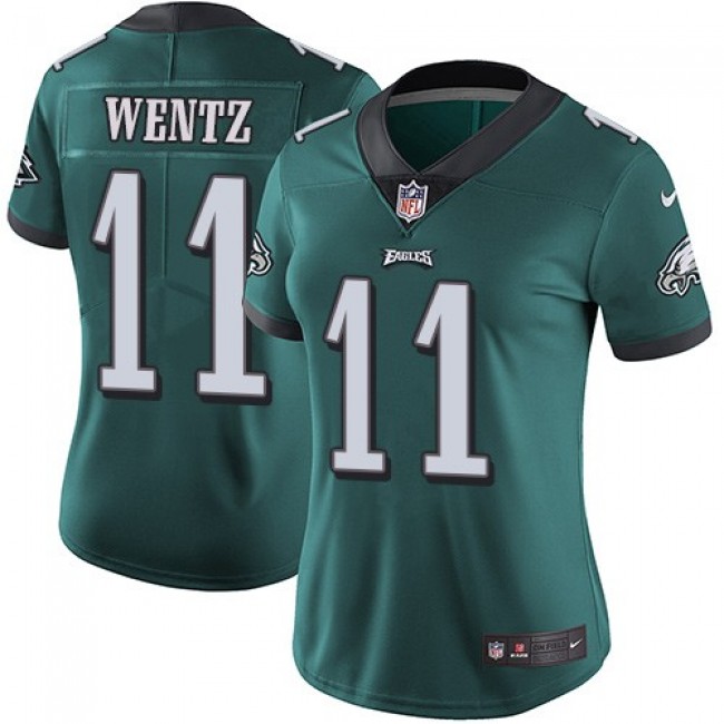 Women's Eagles #11 Carson Wentz Midnight Green Team Color Stitched NFL Vapor Untouchable Limited Jersey