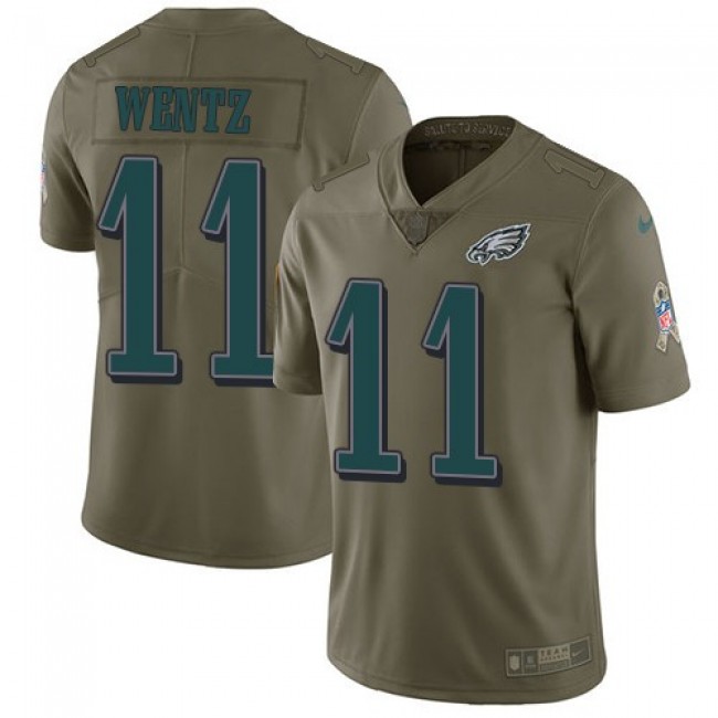 Nike Eagles #11 Carson Wentz Olive Men's Stitched NFL Limited 2017 Salute To Service Jersey
