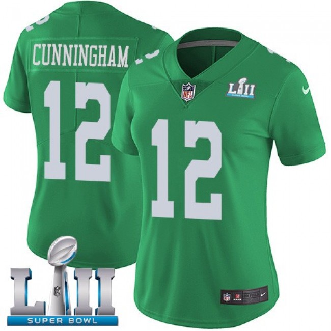 Women's Eagles #12 Randall Cunningham Green Super Bowl LII Stitched NFL Limited Rush Jersey