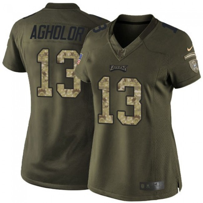 Women's Eagles #13 Nelson Agholor Green Stitched NFL Limited 2015 Salute to Service Jersey