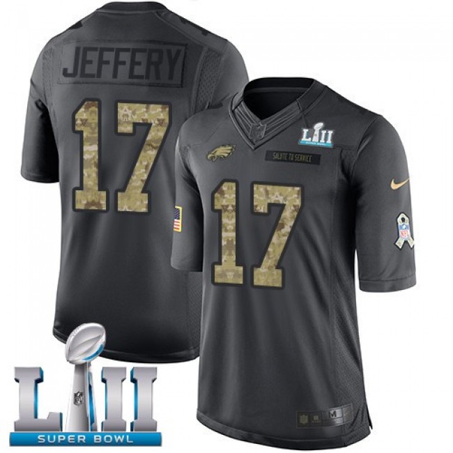 Philadelphia Eagles #17 Alshon Jeffery Black Super Bowl LII Youth Stitched NFL Limited 2016 Salute to Service Jersey