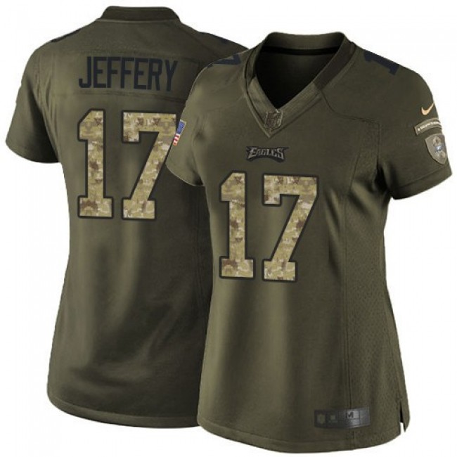Women's Eagles #17 Alshon Jeffery Green Stitched NFL Limited 2015 Salute to Service Jersey