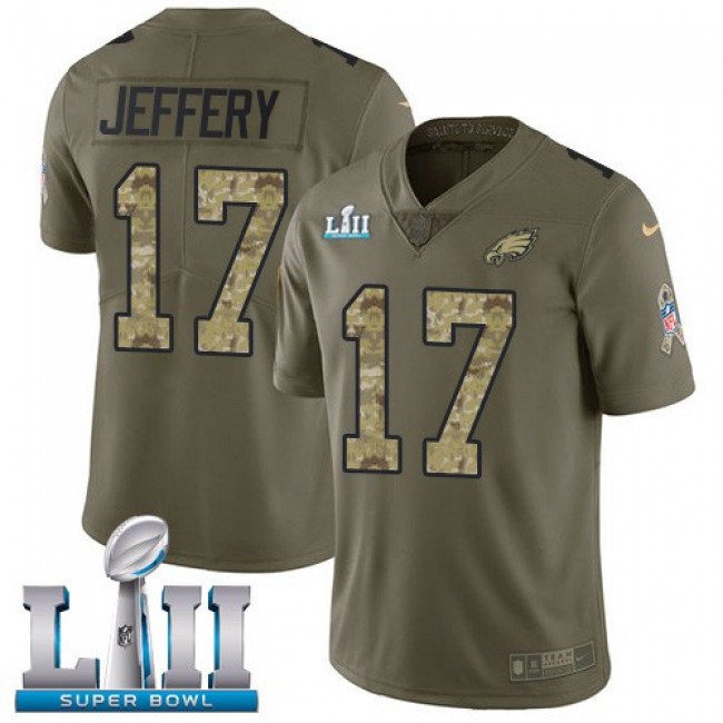 Nike Eagles #17 Alshon Jeffery Olive/Camo Super Bowl LII Men's Stitched NFL Limited 2017 Salute To Service Jersey