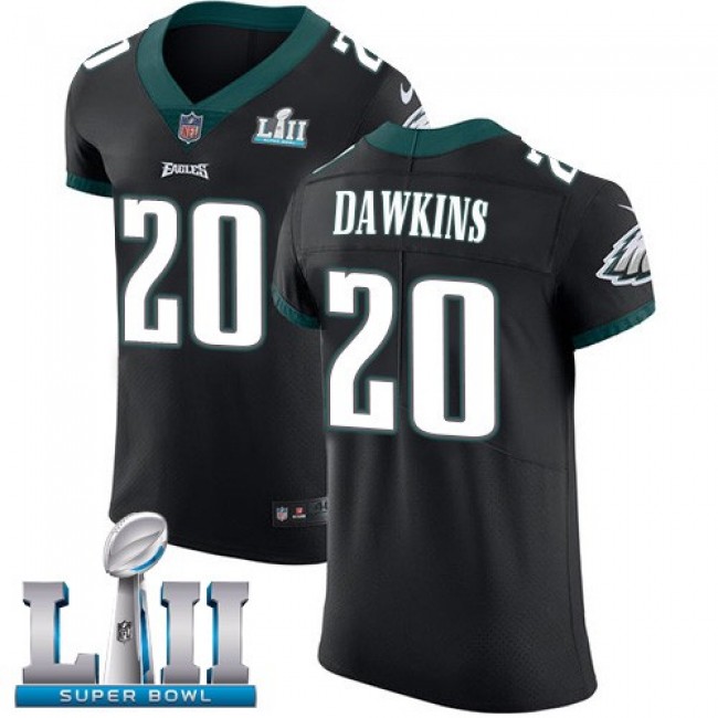 Nike Eagles #20 Brian Dawkins Black Alternate Super Bowl LII Men's Stitched NFL Vapor Untouchable Elite Jersey