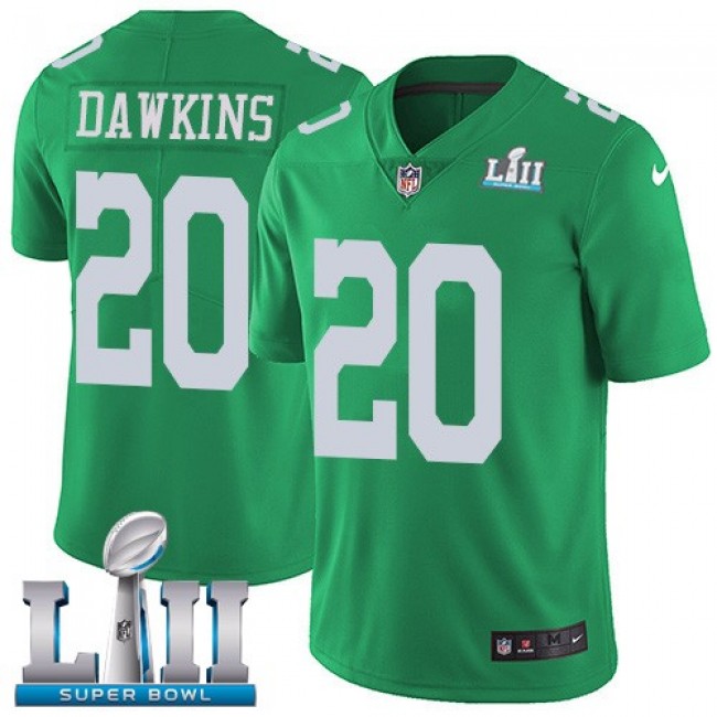 Nike Eagles #20 Brian Dawkins Green Super Bowl LII Men's Stitched NFL Limited Rush Jersey