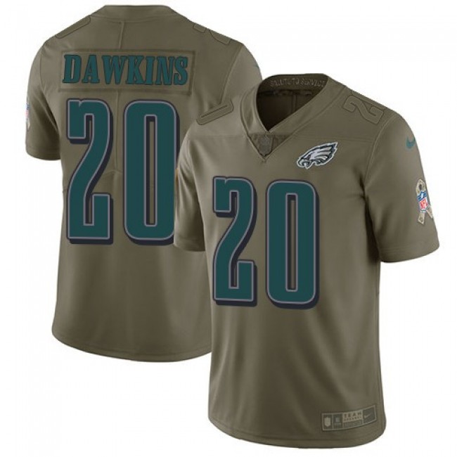 Nike Eagles #20 Brian Dawkins Olive Men's Stitched NFL Limited 2017 Salute To Service Jersey
