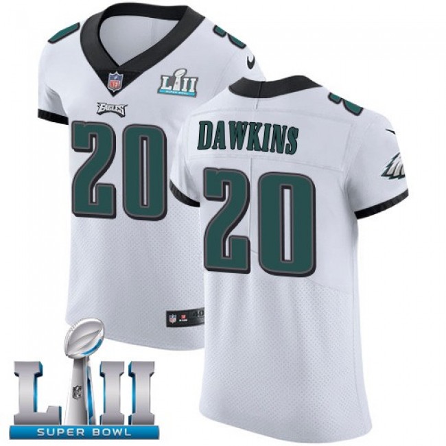 Nike Eagles #20 Brian Dawkins White Super Bowl LII Men's Stitched NFL Vapor Untouchable Elite Jersey