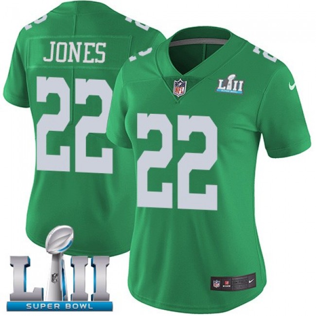 Women's Eagles #22 Sidney Jones Green Super Bowl LII Stitched NFL Limited Rush Jersey