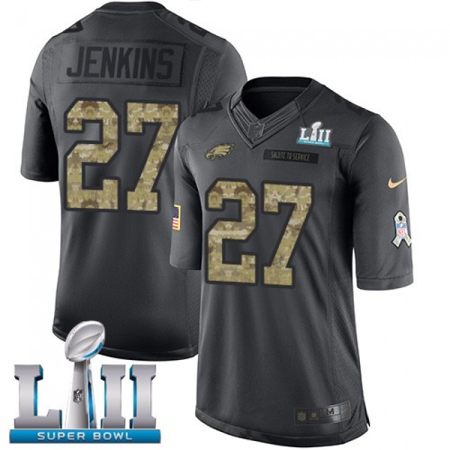 Nike Eagles #27 Malcolm Jenkins Black Super Bowl LII Men's Stitched NFL Limited 2016 Salute To Service Jersey