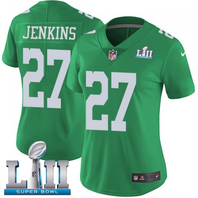 Women's Eagles #27 Malcolm Jenkins Green Super Bowl LII Stitched NFL Limited Rush Jersey