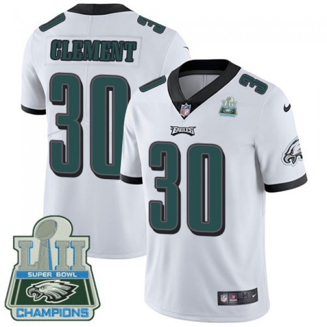 Nike Eagles #30 Corey Clement White Super Bowl LII Champions Men's Stitched NFL Vapor Untouchable Limited Jersey