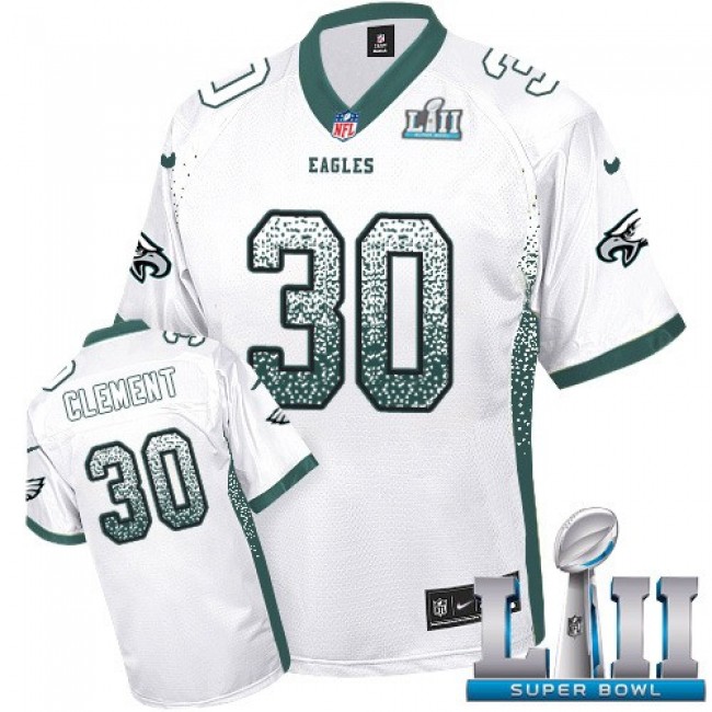 Nike Eagles #30 Corey Clement White Super Bowl LII Men's Stitched NFL Elite Drift Fashion Jersey
