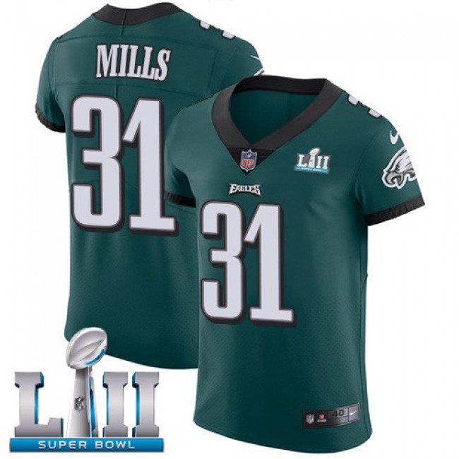 Nike Eagles #31 Jalen Mills Midnight Green Team Color Super Bowl LII Men's Stitched NFL Vapor Untouchable Elite Jersey