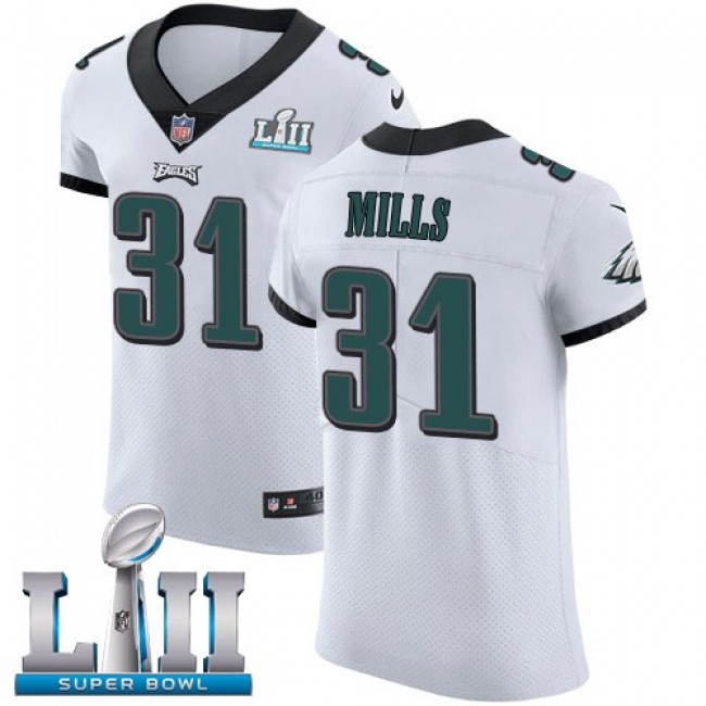 Nike Eagles #31 Jalen Mills White Super Bowl LII Men's Stitched NFL Vapor Untouchable Elite Jersey