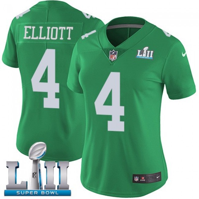 Women's Eagles #4 Jake Elliott Green Super Bowl LII Stitched NFL Limited Rush Jersey