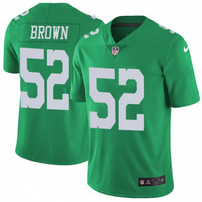 Nike Eagles #52 Asantay Brown Green Men's Stitched NFL Limited Rush Jersey