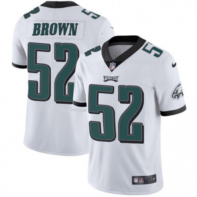 Nike Eagles #52 Asantay Brown White Men's Stitched NFL Vapor Untouchable Limited Jersey