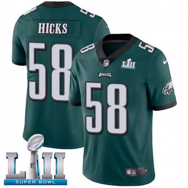 Philadelphia Eagles #58 Jordan Hicks Midnight Green Team Color Super Bowl LII Youth Stitched NFL Vapor Untouchable Limited Jersey