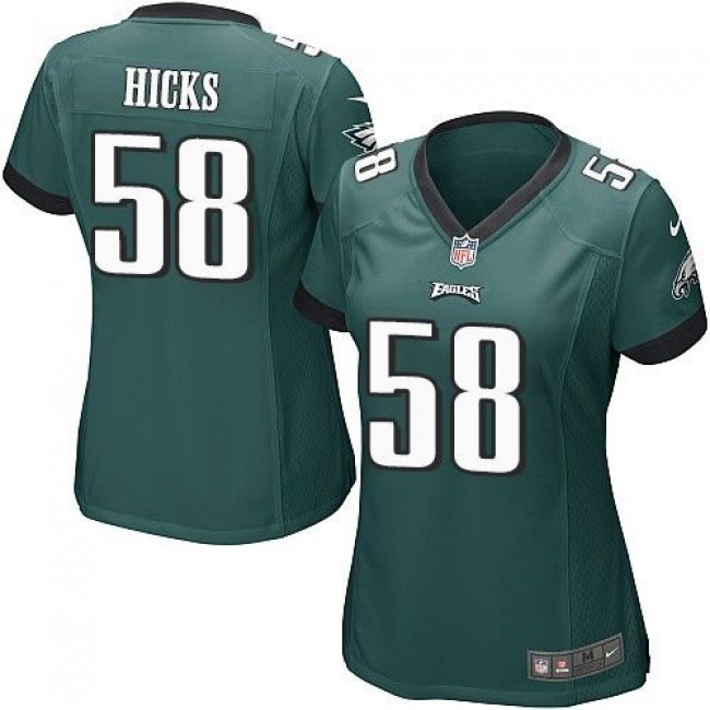 Women's Eagles #58 Jordan Hicks Midnight Green Team Color Stitched NFL New Elite Jersey