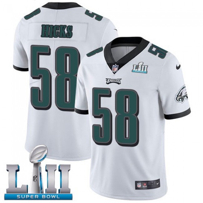 Philadelphia Eagles #58 Jordan Hicks White Super Bowl LII Youth Stitched NFL Vapor Untouchable Limited Jersey