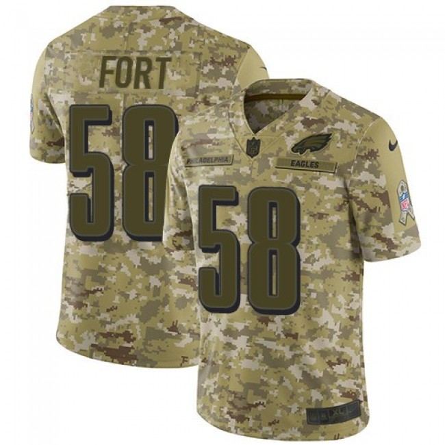 Nike Eagles #58 LJ Fort Camo Men's Stitched NFL Limited 2018 Salute To Service Jersey