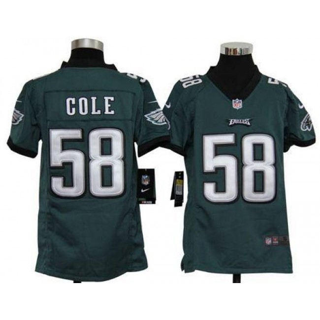 Philadelphia Eagles #58 Trent Cole Midnight Green Team Color Youth Stitched NFL Elite Jersey