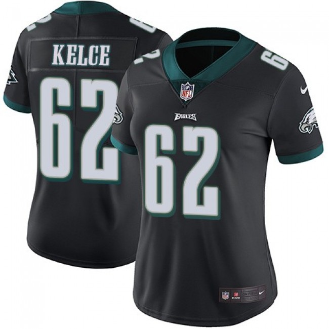Women's Eagles #62 Jason Kelce Black Alternate Stitched NFL Vapor Untouchable Limited Jersey