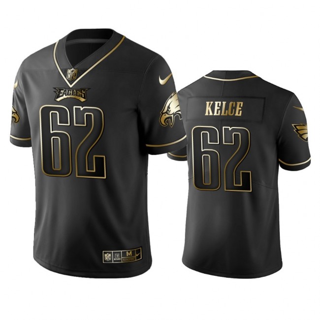 Nike Eagles #62 Jason Kelce Black Golden Limited Edition Stitched NFL Jersey