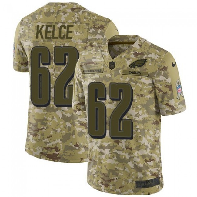 Nike Eagles #62 Jason Kelce Camo Men's Stitched NFL Limited 2018 Salute To Service Jersey