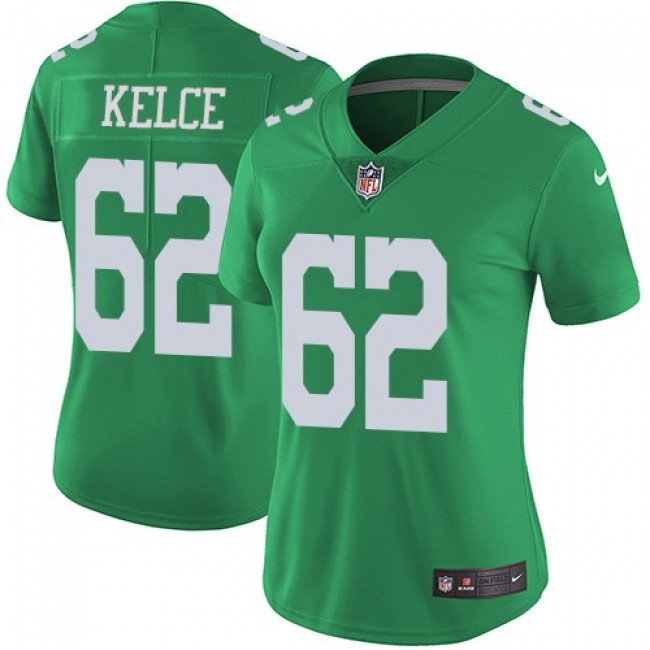 Women's Eagles #62 Jason Kelce Green Stitched NFL Limited Rush Jersey