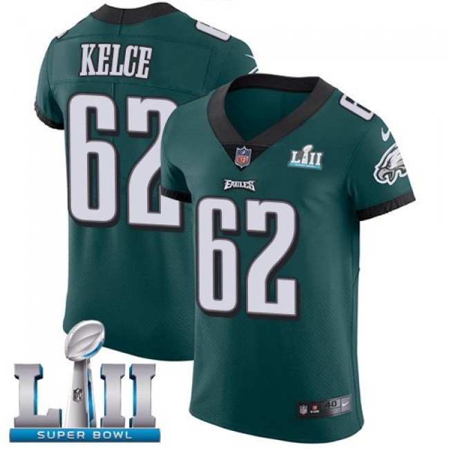 Nike Eagles #62 Jason Kelce Midnight Green Team Color Super Bowl LII Men's Stitched NFL Vapor Untouchable Elite Jersey