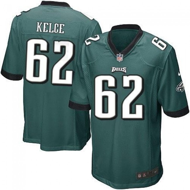 Philadelphia Eagles #62 Jason Kelce Midnight Green Team Color Youth Stitched NFL New Elite Jersey