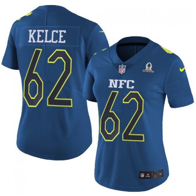 Women's Eagles #62 Jason Kelce Navy Stitched NFL Limited NFC 2017 Pro Bowl Jersey
