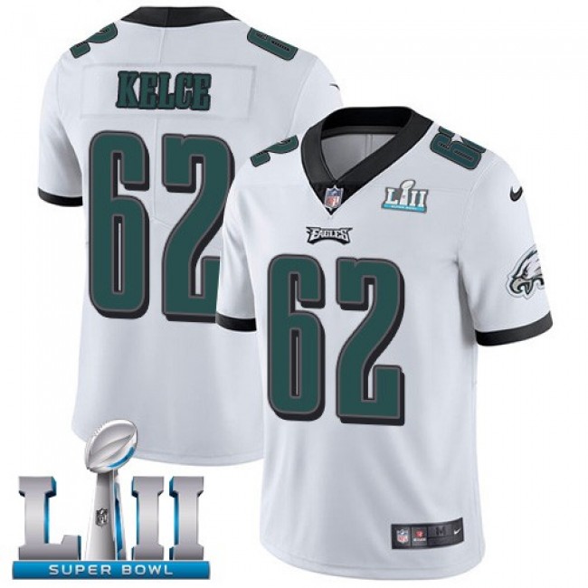 Philadelphia Eagles #62 Jason Kelce White Super Bowl LII Youth Stitched NFL Vapor Untouchable Limited Jersey