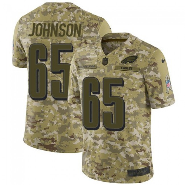 Nike Eagles #65 Lane Johnson Camo Men's Stitched NFL Limited 2018 Salute To Service Jersey
