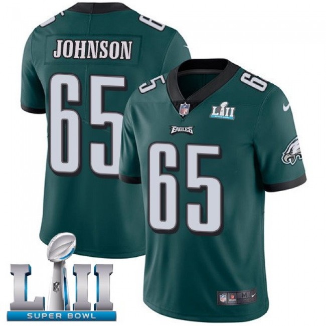 Philadelphia Eagles #65 Lane Johnson Midnight Green Team Color Super Bowl LII Youth Stitched NFL Vapor Untouchable Limited Jersey