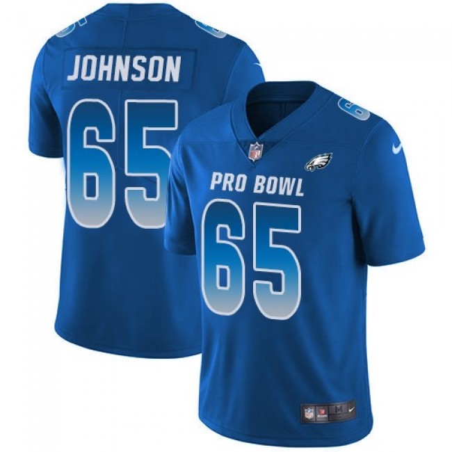 Nike Eagles #65 Lane Johnson Royal Men's Stitched NFL Limited NFC 2018 Pro Bowl Jersey
